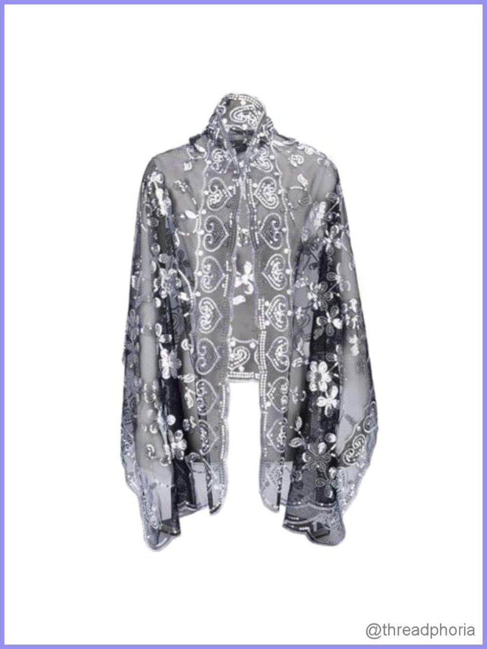 Sequin Sheer Crepe Shawl Wrap for Evening Dresses Wedding Party